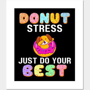 Women Retro Donut Stress Just Do Your Best Staar Testing Posters and Art